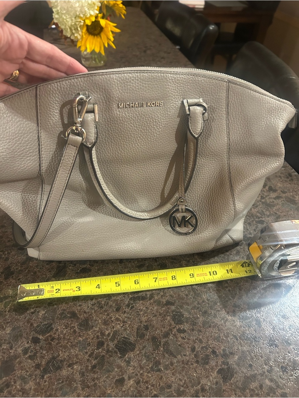 Michael Kors Light Gray Pebbled Leather Tote